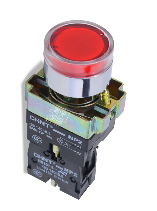 NP2-BW3462 24V Bouton à voyant LED Marche (1NO) ROUGE CHINT